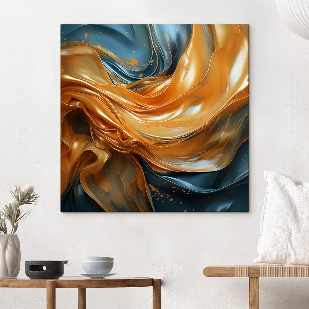 Véus dourados sobre azul — interior 2
