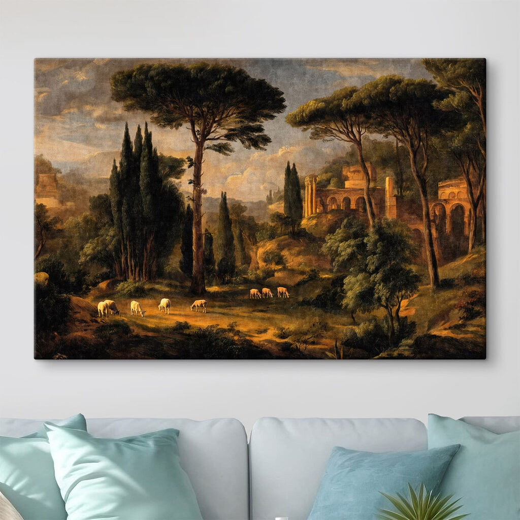 Ciprestes junto a arcadas — interior 2