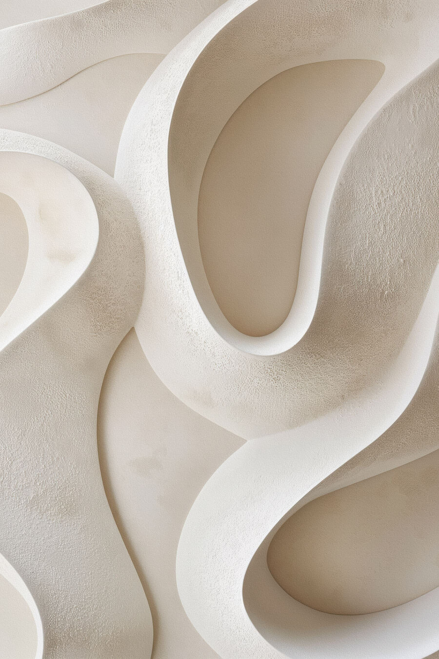 Curvas brancas sobre bege — design completo
