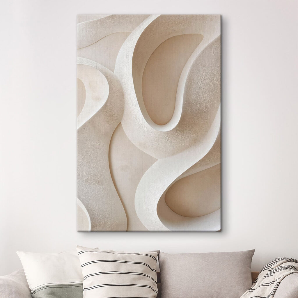 Curvas brancas sobre bege — interior 1