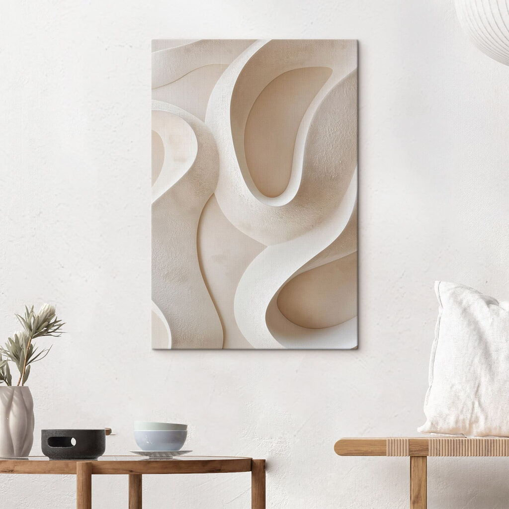 Curvas brancas sobre bege — interior 2