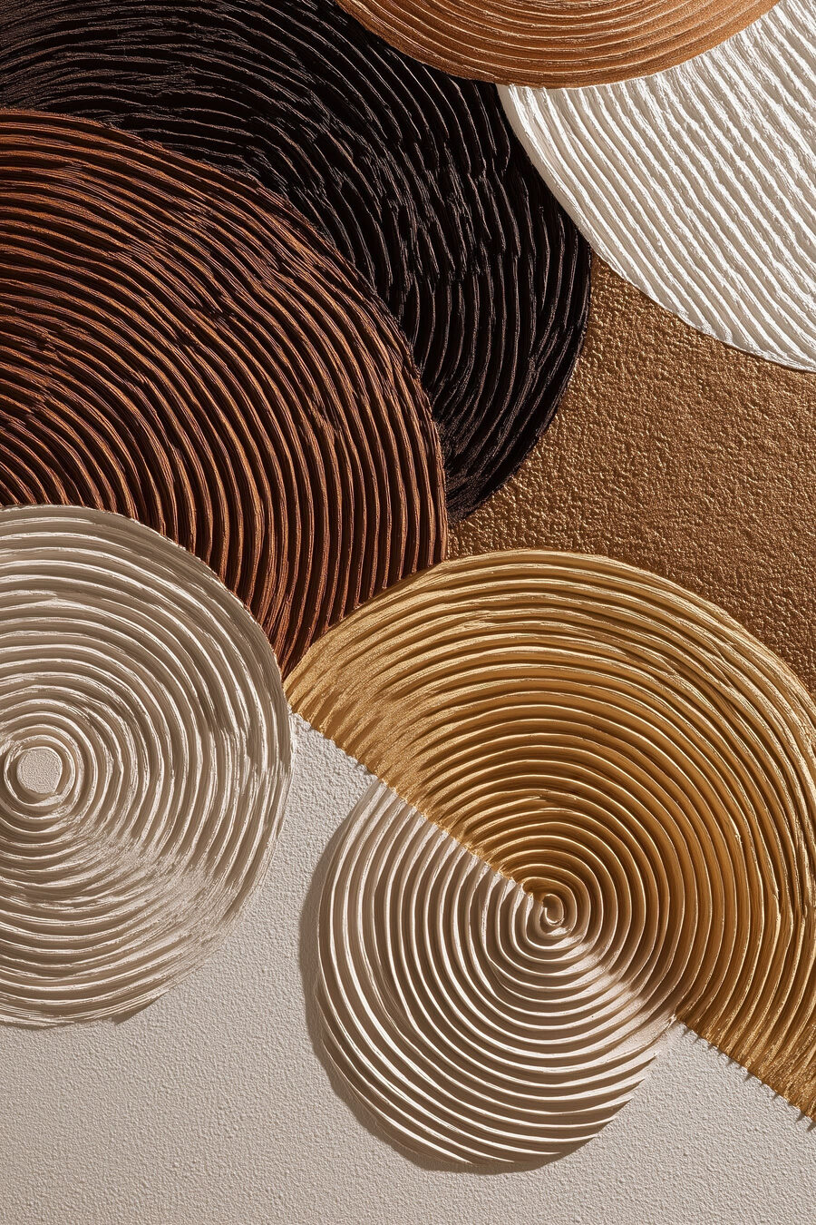 Círculos estriados em castanho — design completo