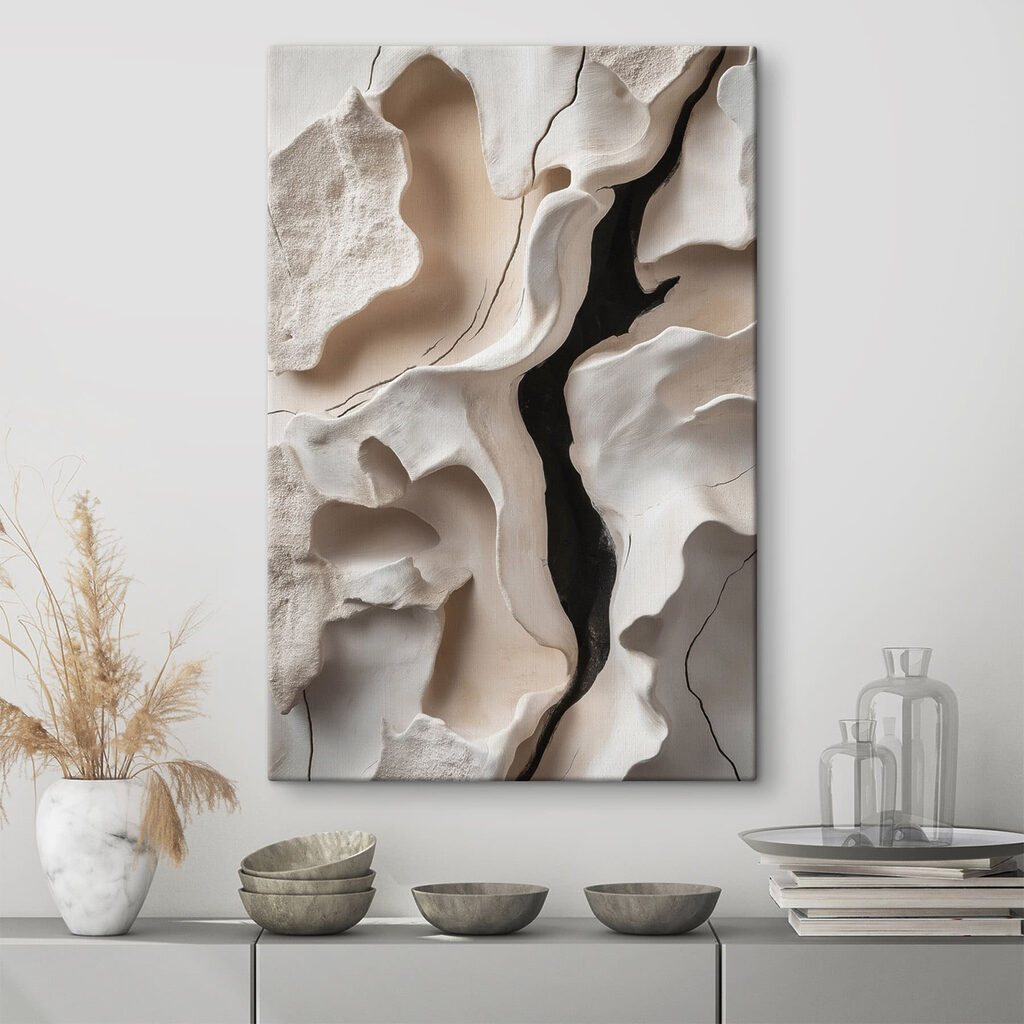 Fenda escura entre brancos — interior 1