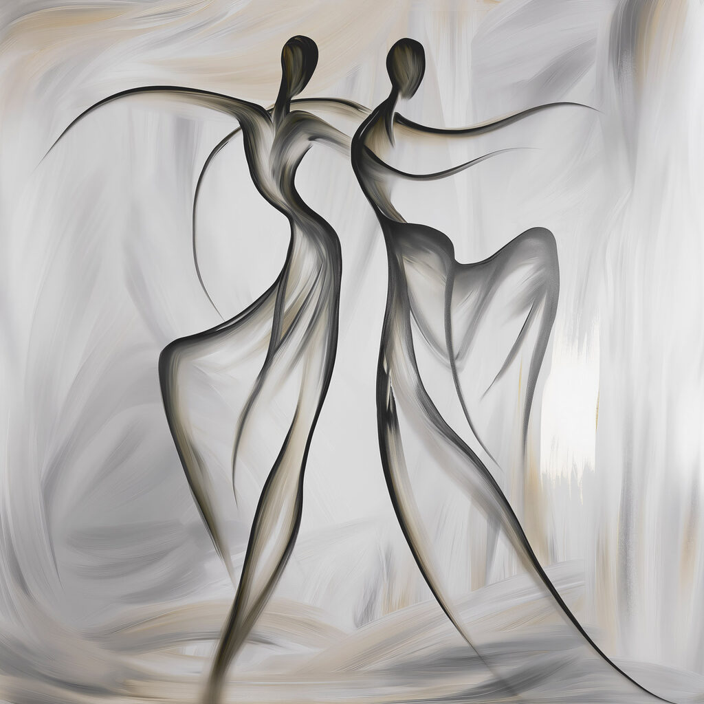 Dois bailarinos entre linhas — design completo