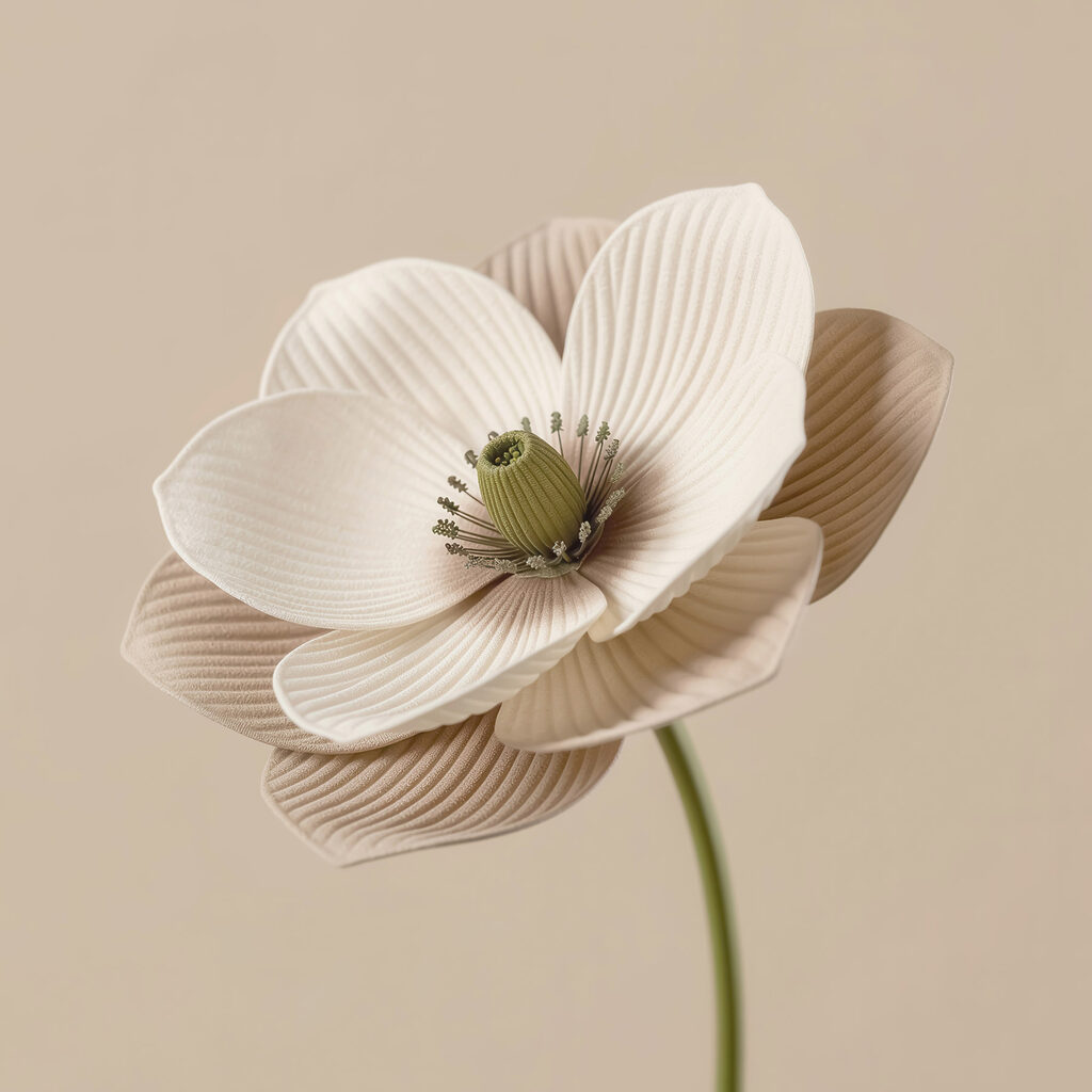 Flor estriada em areia — design completo