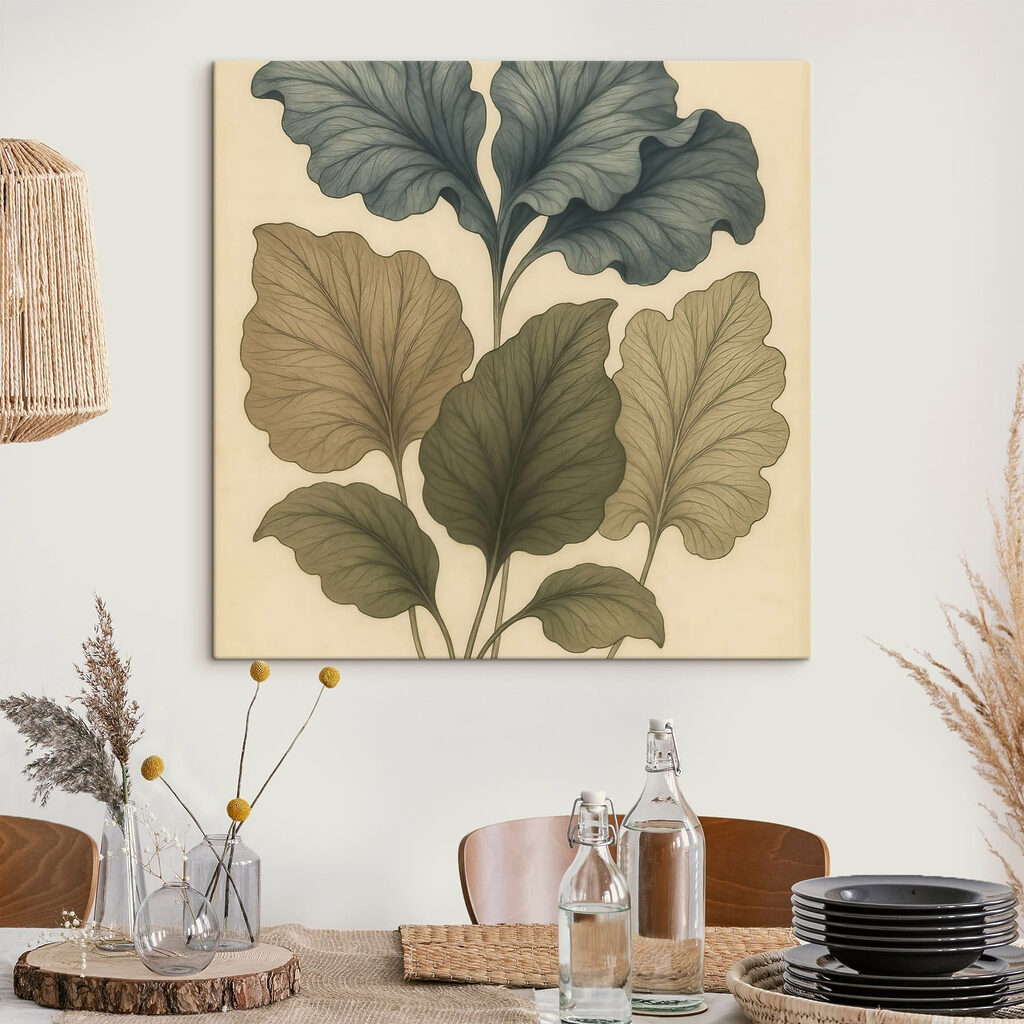 Folhas verdes sobre ocre — interior 2