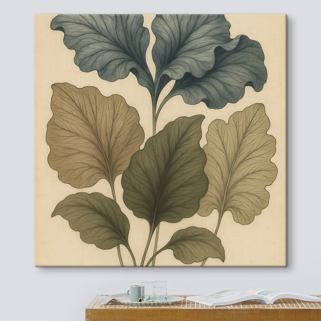 Folhas verdes sobre ocre — interior 3