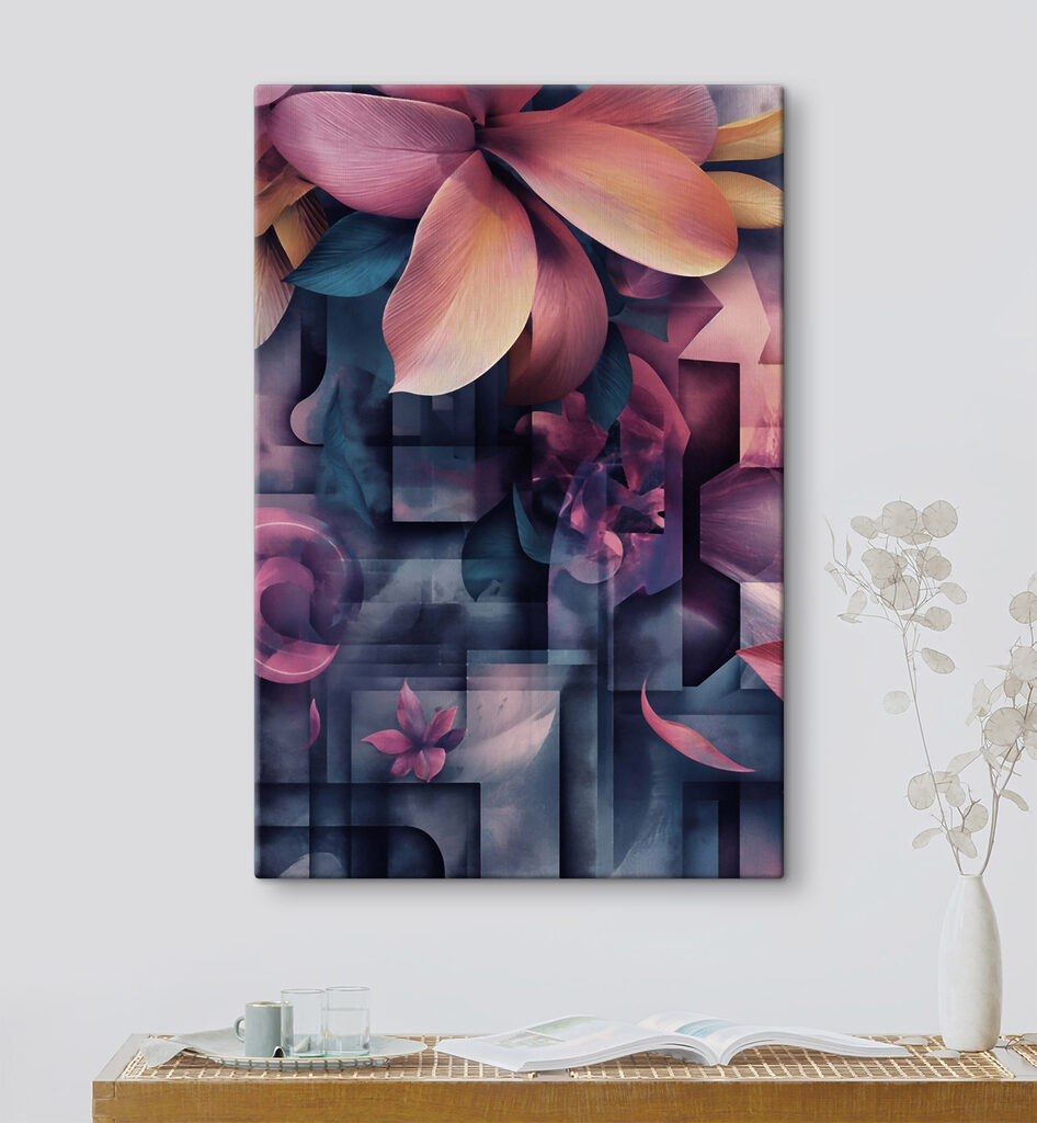 Flor cor-de-rosa entre blocos — interior 1