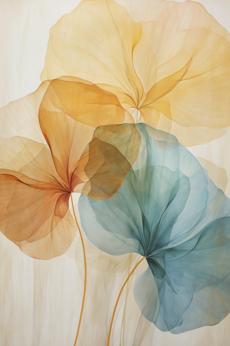 Leques amarelos sobre azul — design completo
