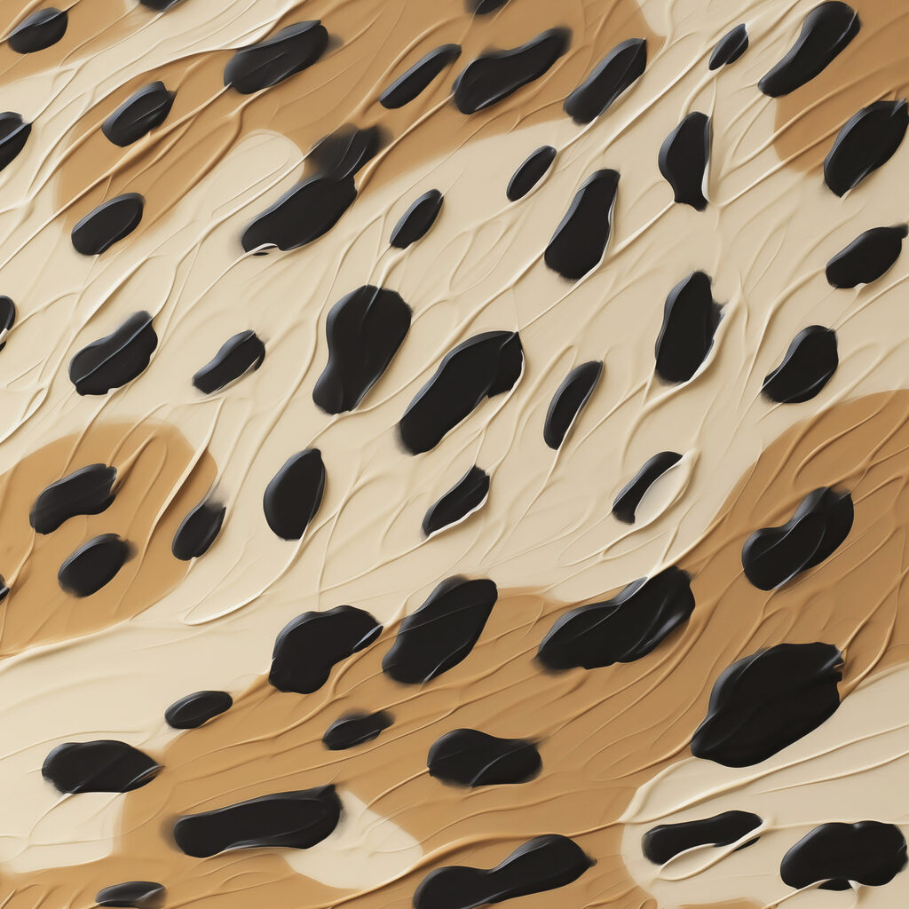 Manchas pretas sobre ocre — design completo