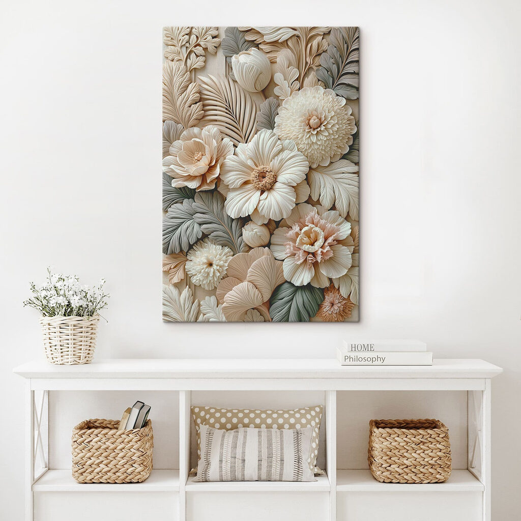 Flores brancas em cinzento-esverdeado — interior 1