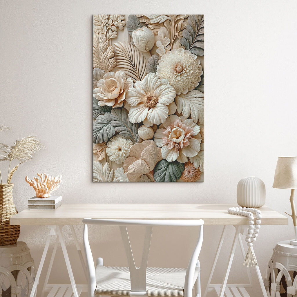 Flores brancas em cinzento-esverdeado — interior 3