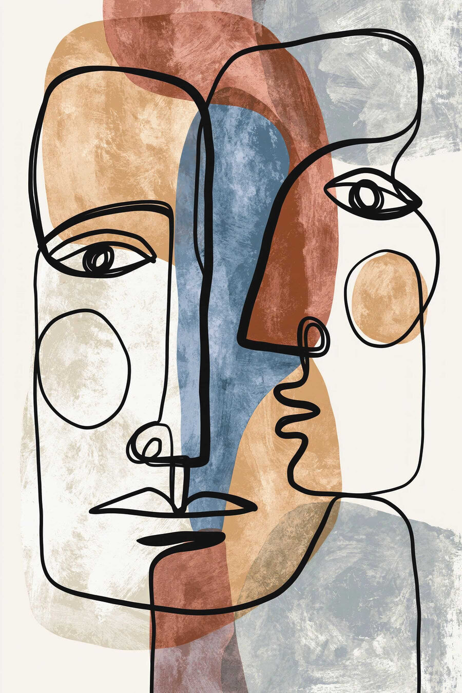 Dois rostos coloridos — design completo