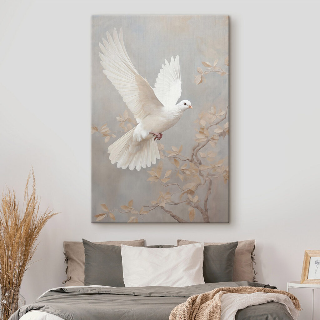 Pomba sobre flor dourada — interior 1