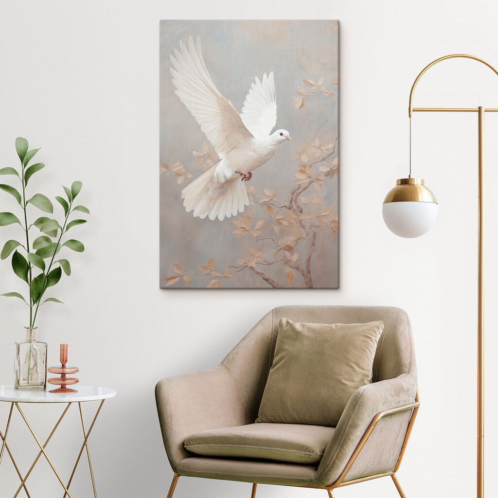 Pomba sobre flor dourada — interior 2
