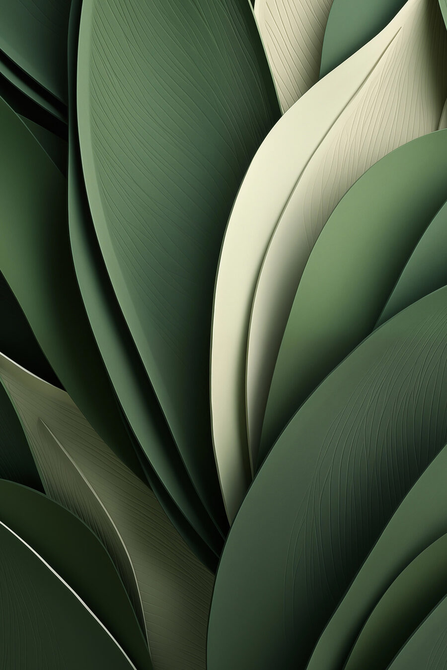 Folhas verde-escuras com nervuras — design completo