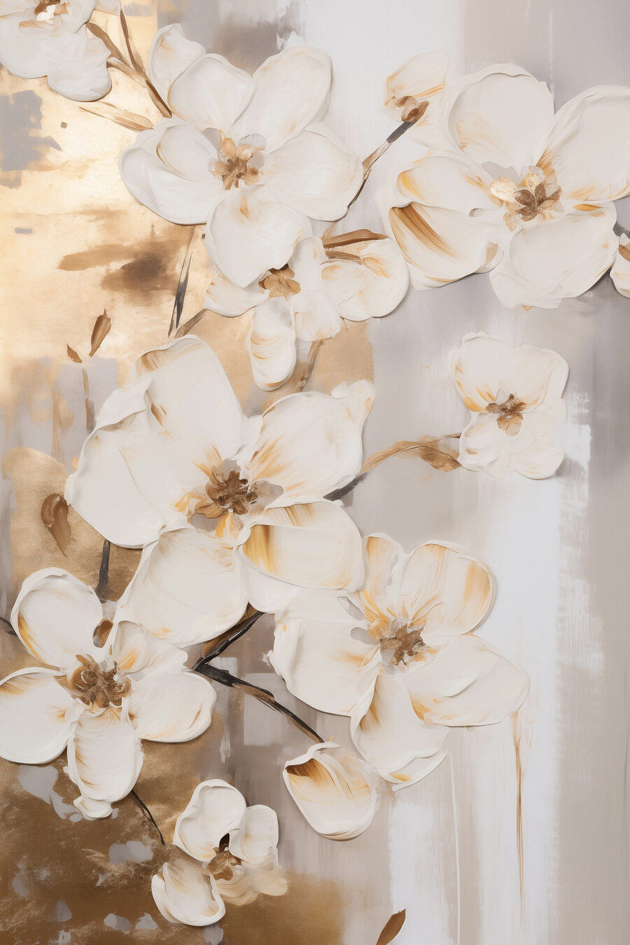 Flores entre tons dourados — design completo