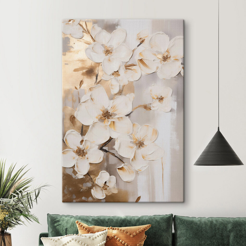 Flores entre tons dourados — interior 1