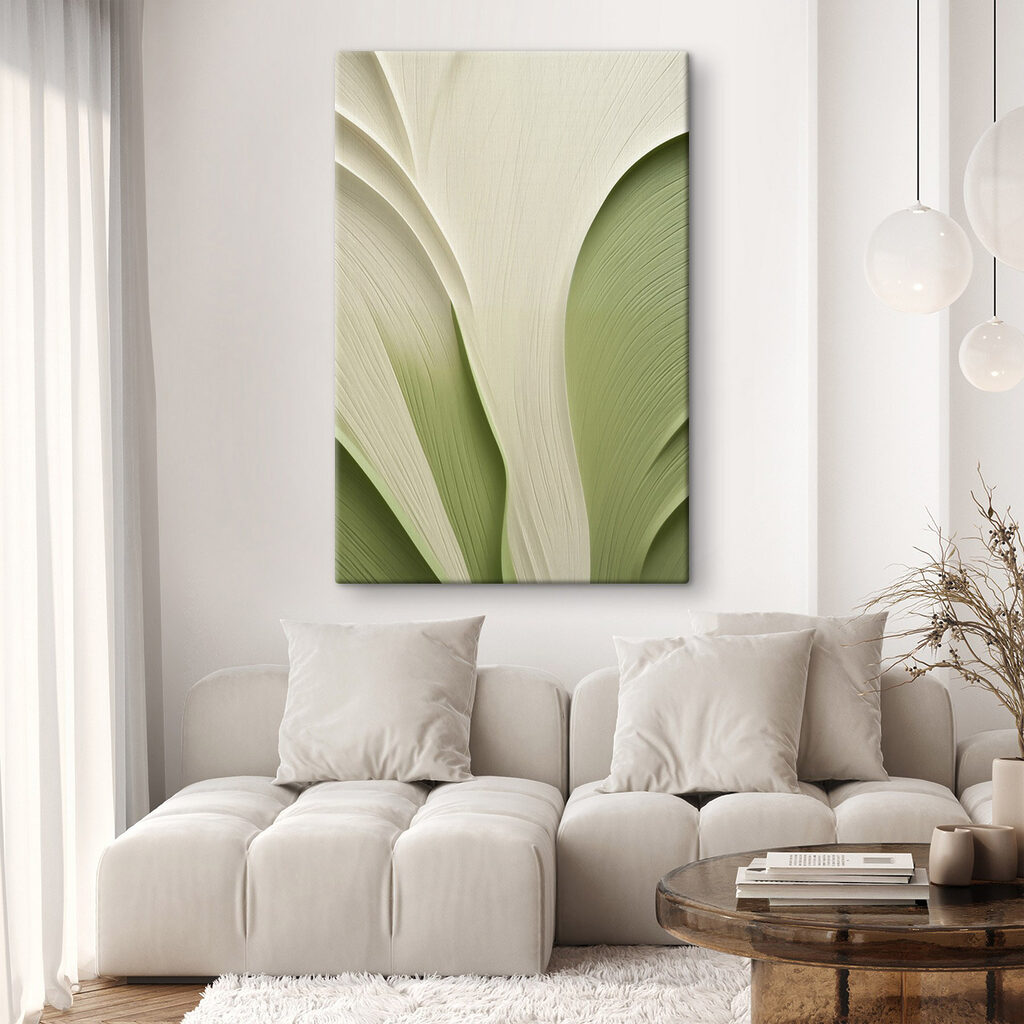 Folhas creme sobre verde — interior 1