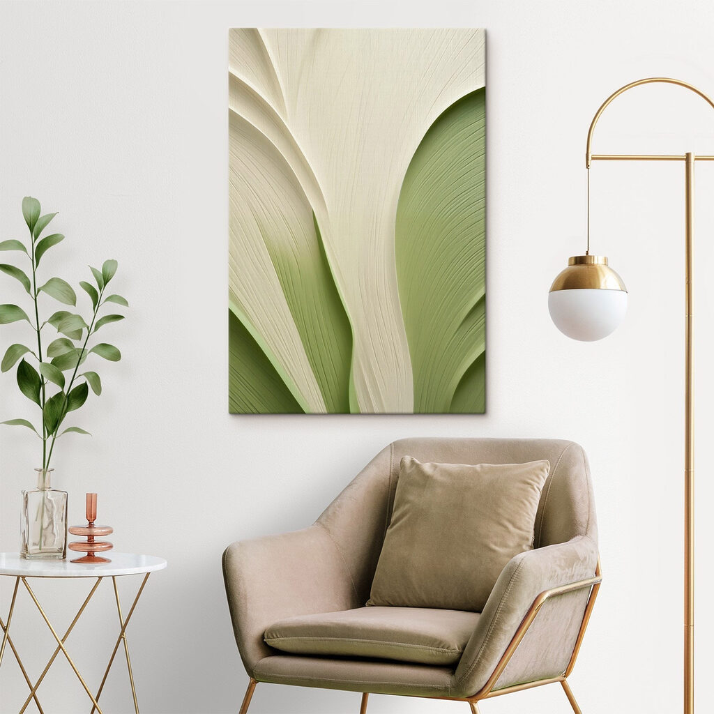 Folhas creme sobre verde — interior 2