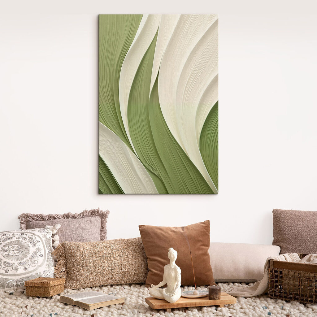 Nervuras verdes entre creme — interior 1