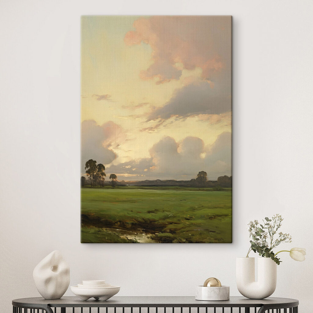 Nuvens sobre campos verdes — interior 1