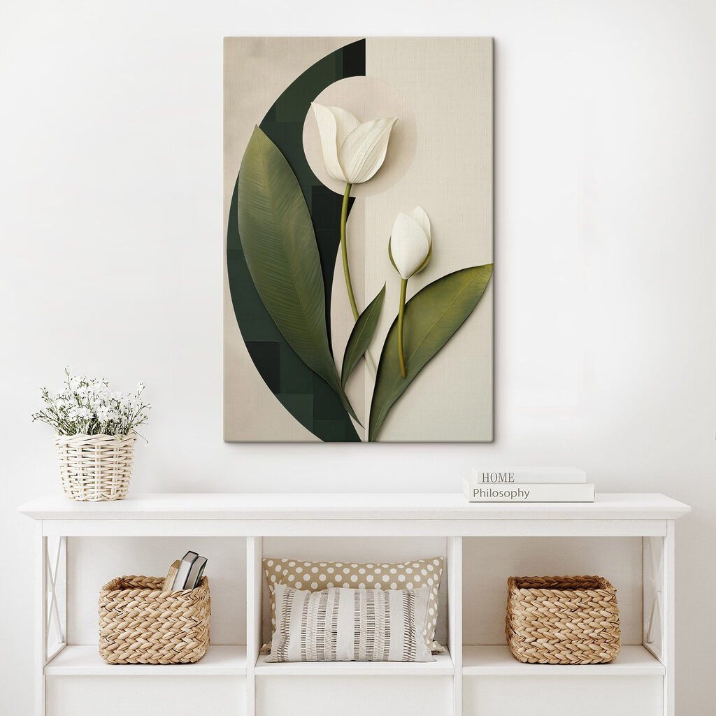 Tulipas brancas e verdes — interior 1