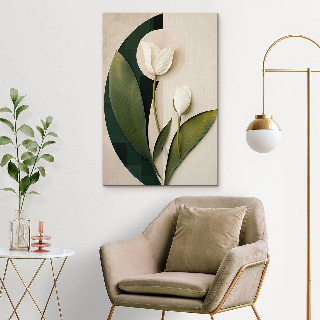 Tulipas brancas e verdes — interior 2