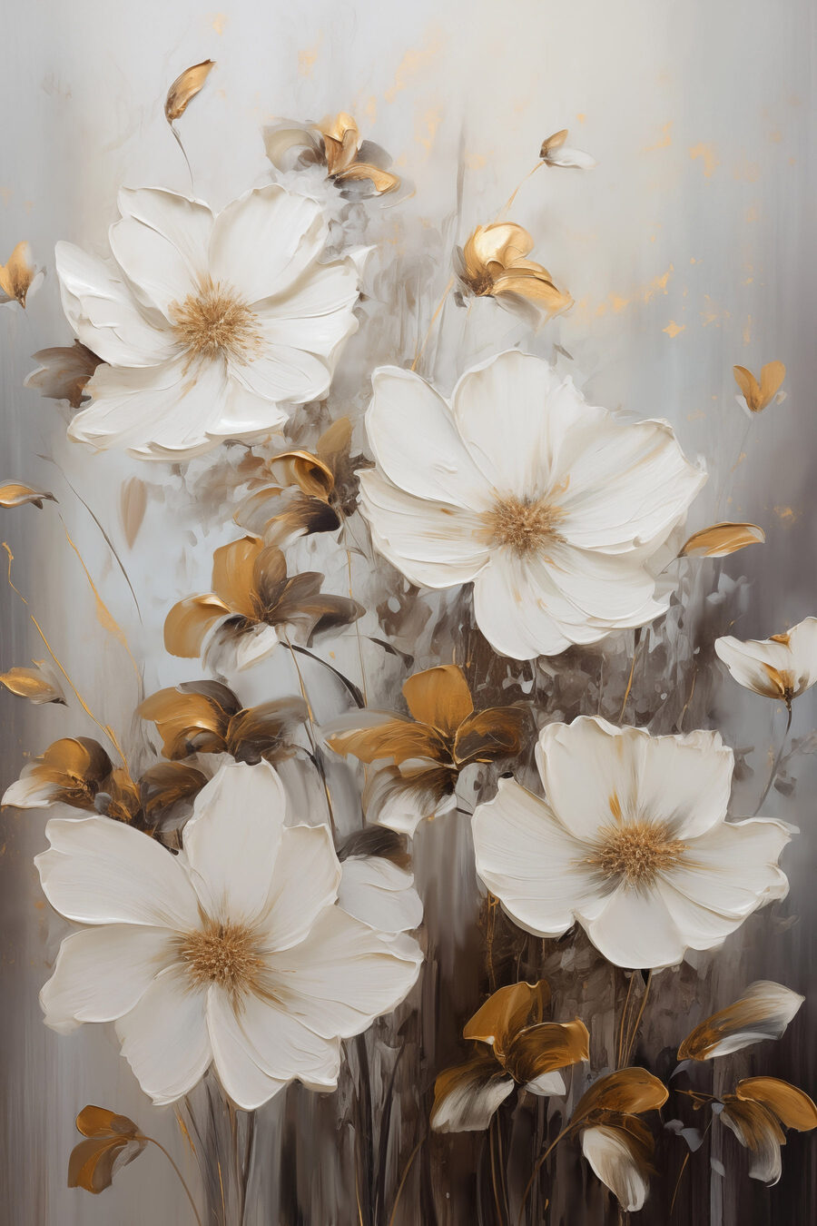 Flores em pinceladas brancas — design completo