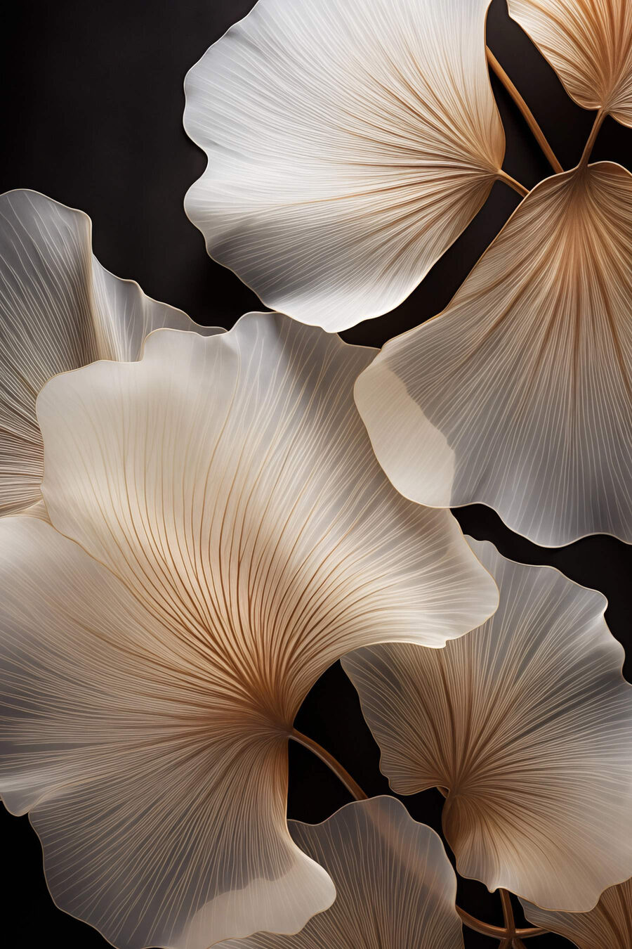 Ginkgo sobre fundo escuro — design completo
