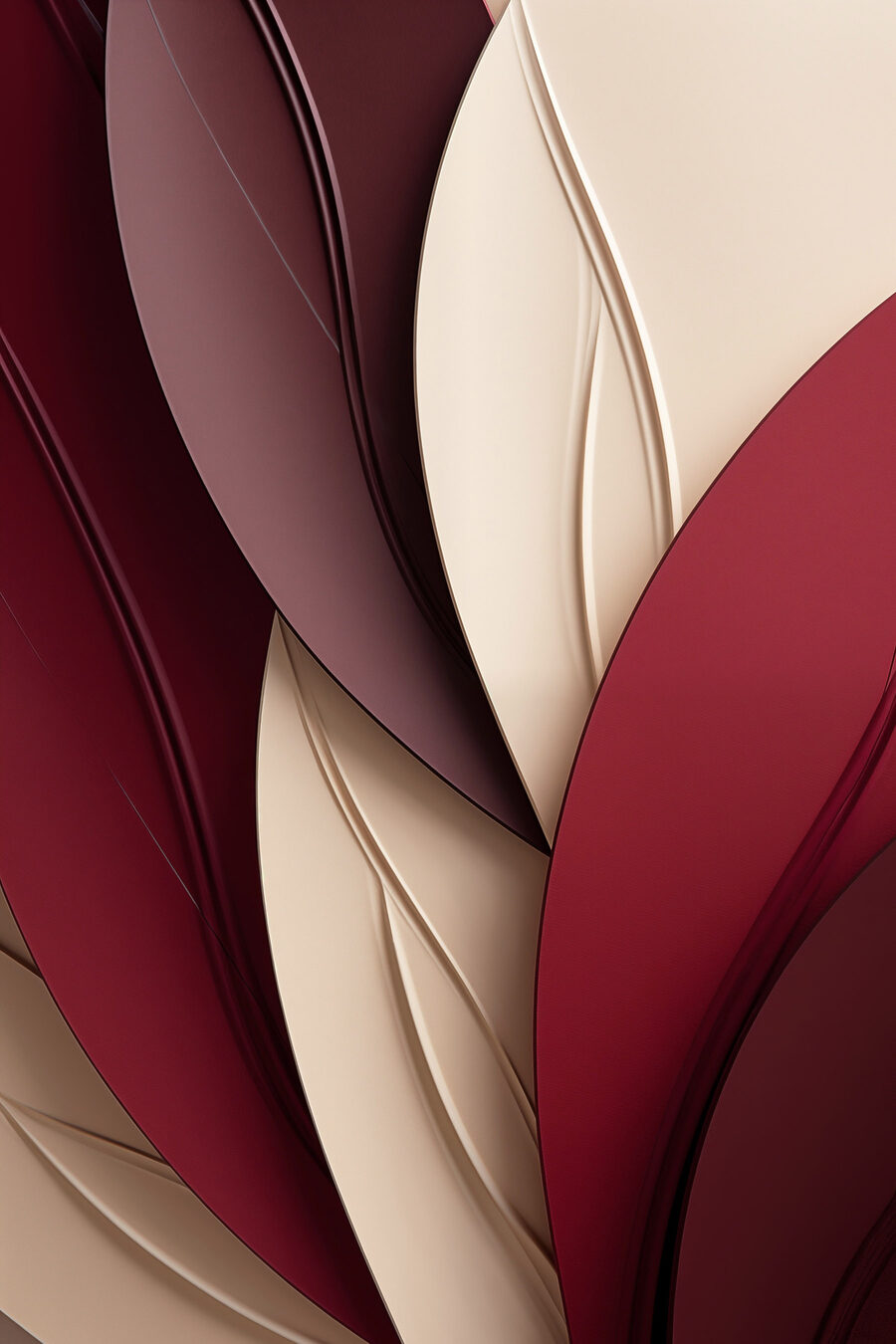 Folha creme entre bordô — design completo