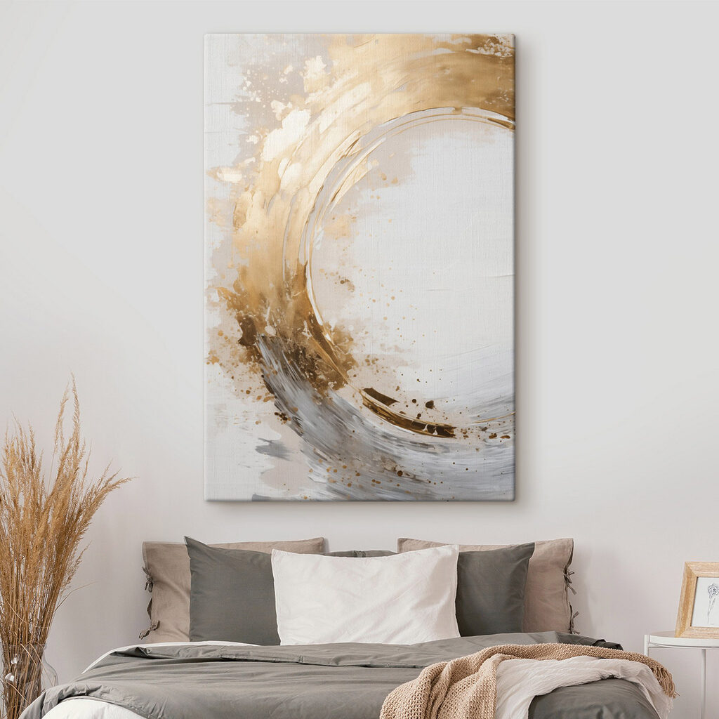 Círculo dourado em movimento num interior