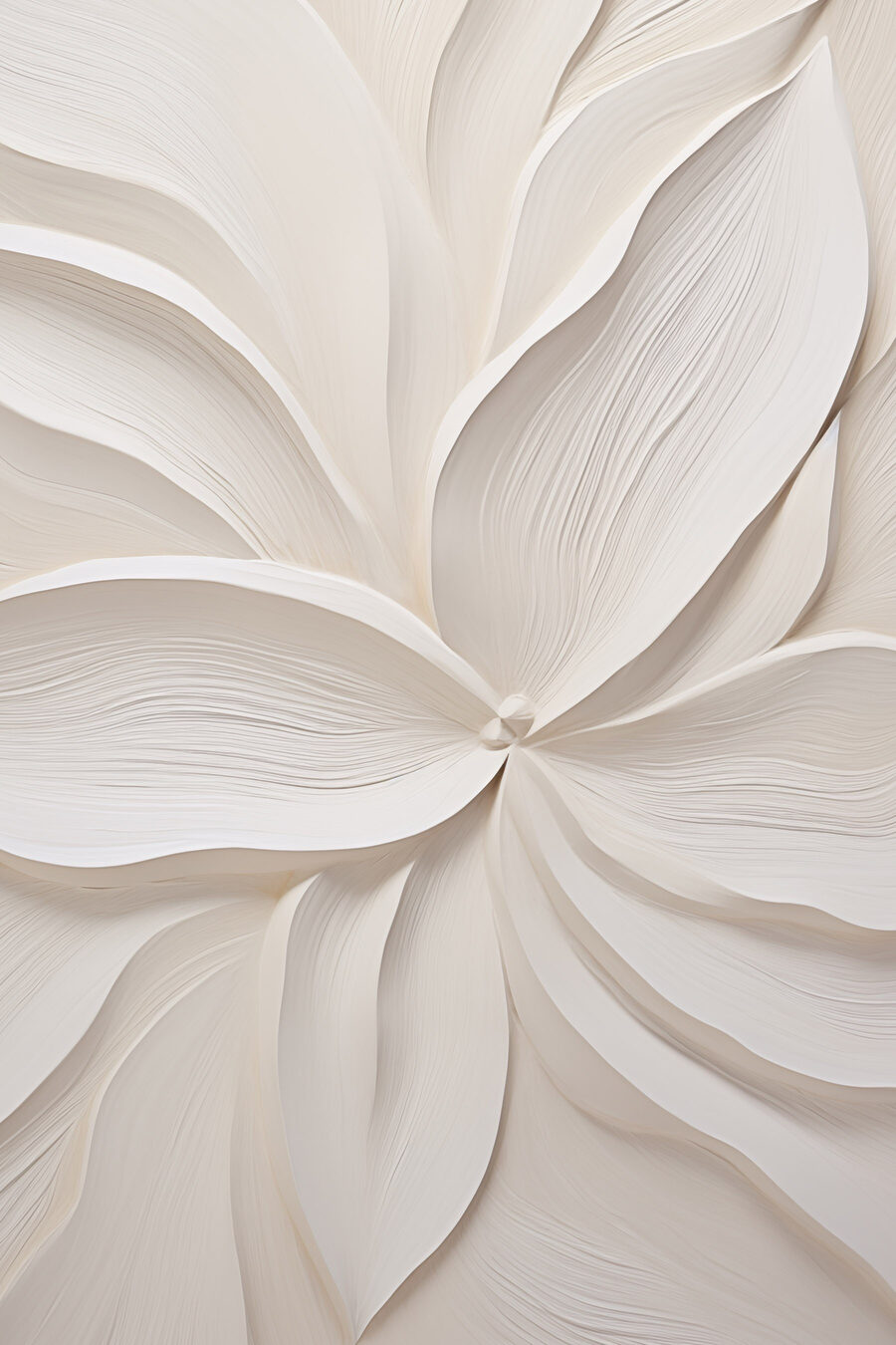 Folhas creme em leque — design completo