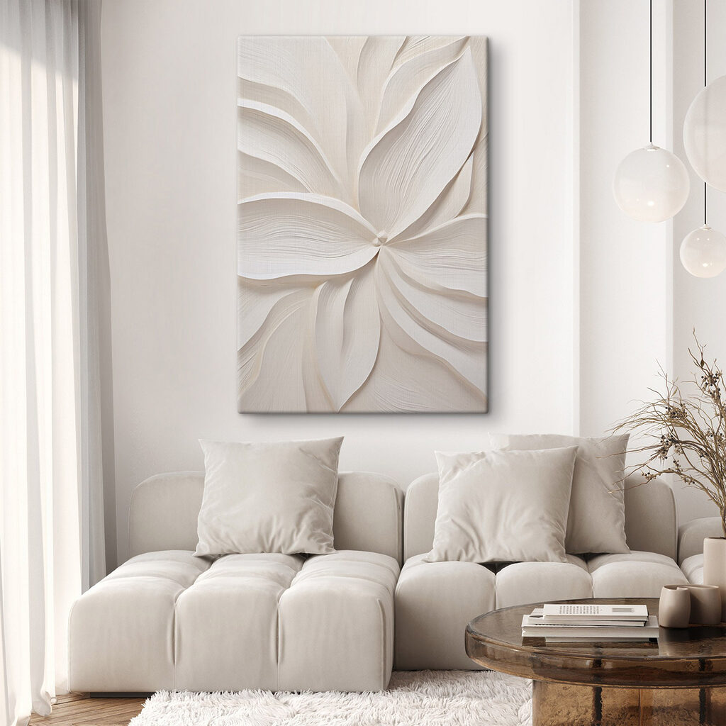 Folhas creme em leque — interior 2