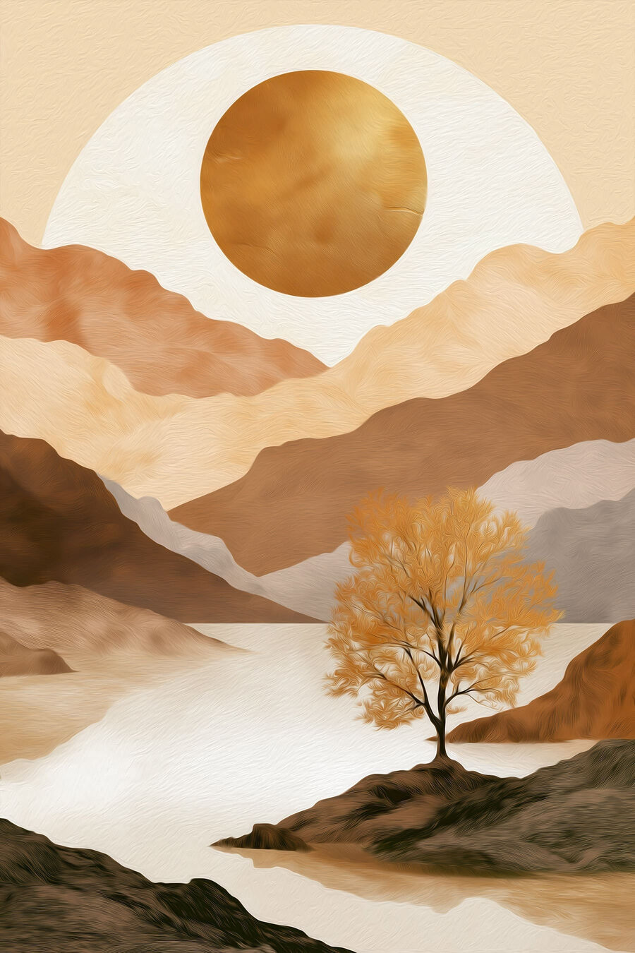 Árvore entre montanhas — design completo