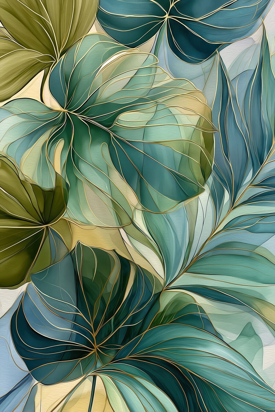 Folhas verdes e douradas — design completo