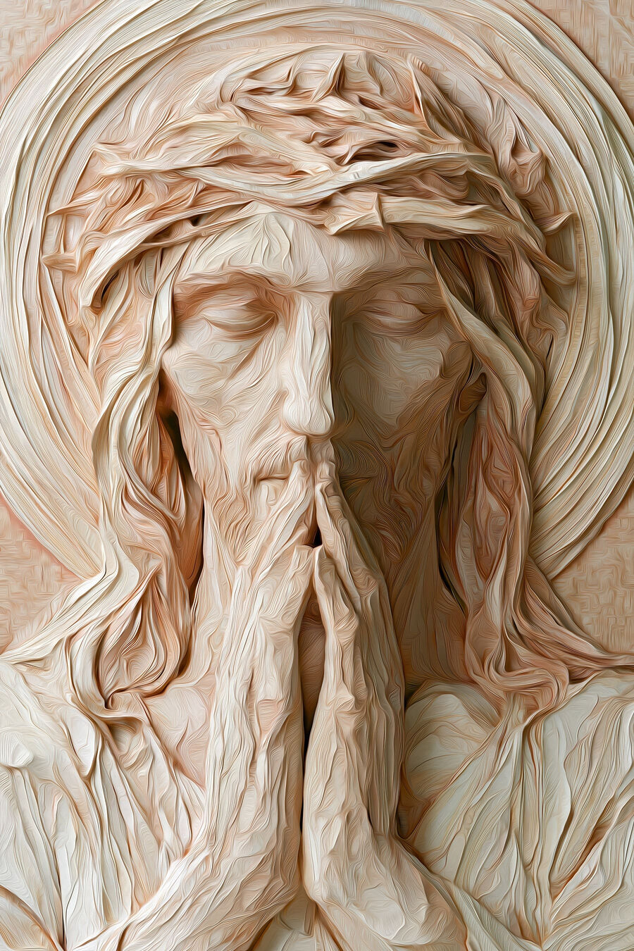 Jesus de mãos juntas — design completo