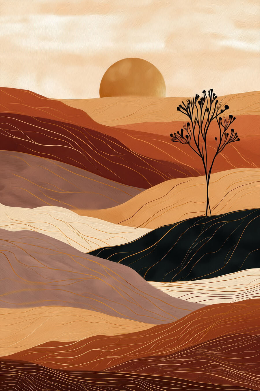 Sol ocre sobre dunas — design completo