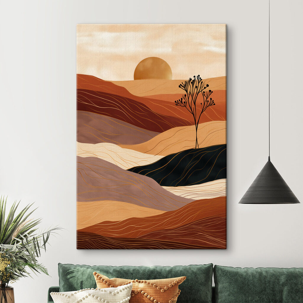 Sol ocre sobre dunas num interior