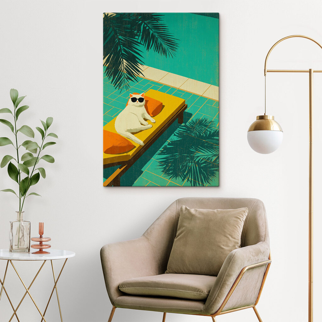 Gato junto à piscina — interior 2