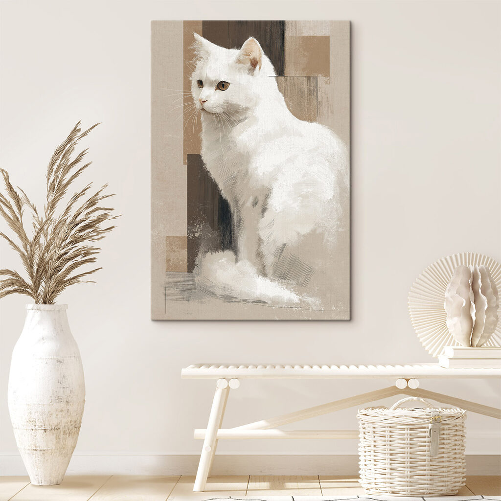 Gato branco, tons terrosos — interior 2