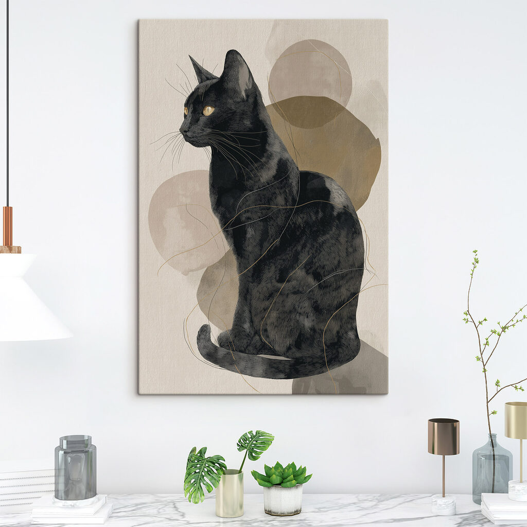Gato preto entre círculos — interior 1