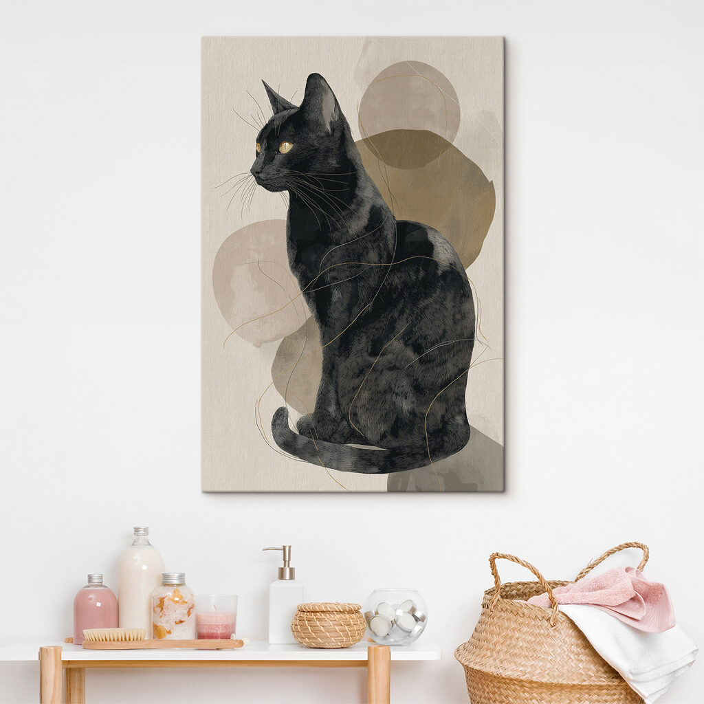 Gato preto entre círculos — interior 2