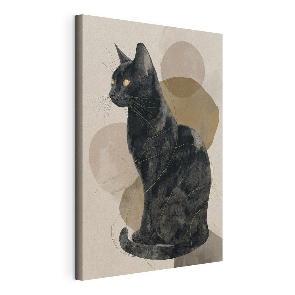 Gato preto entre círculos — vista do produto