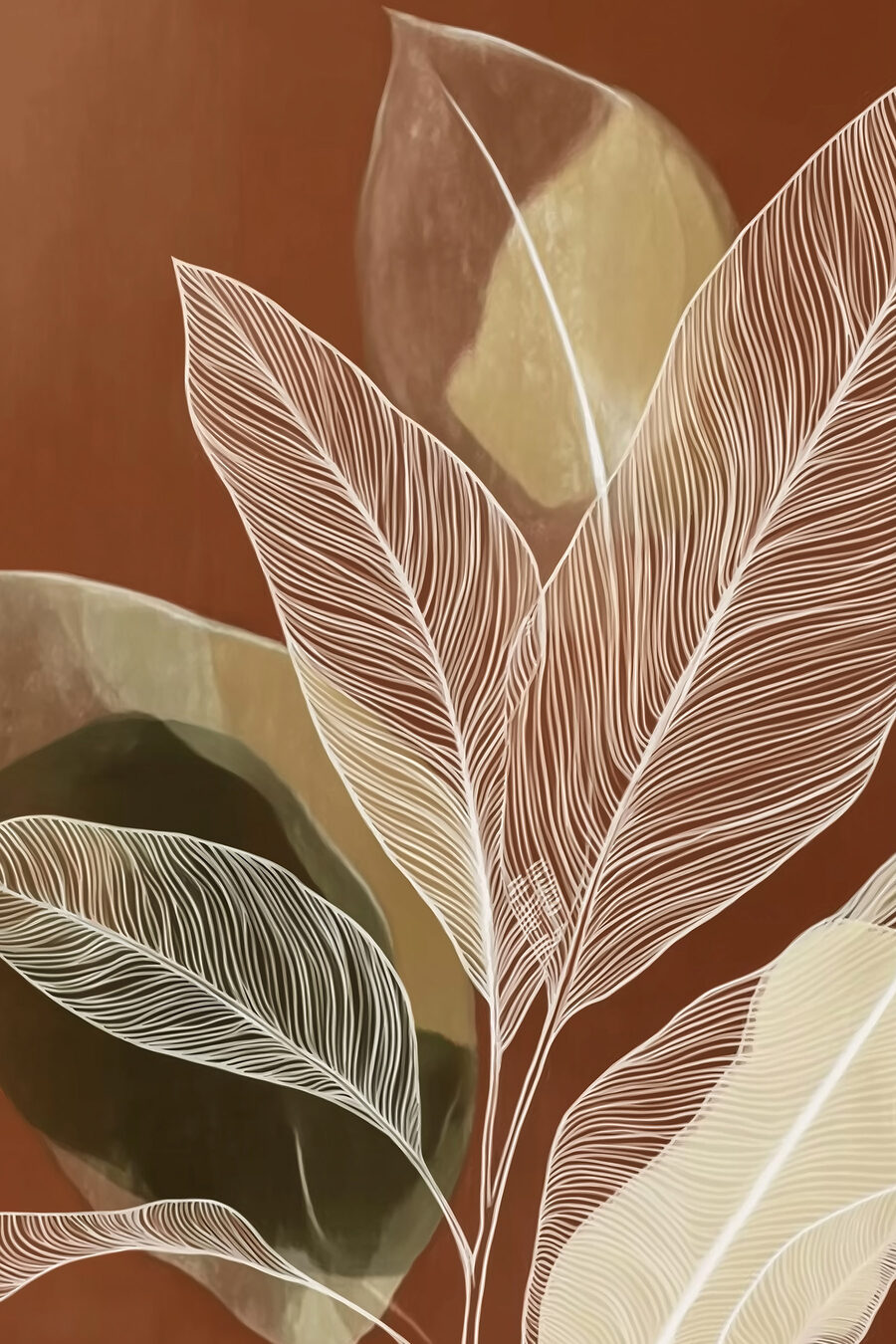 Nervuras brancas em terracota — design completo