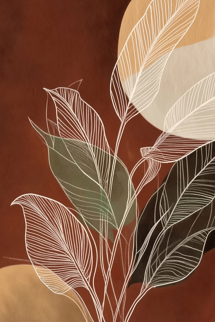 Ramos claros sobre castanho — design completo
