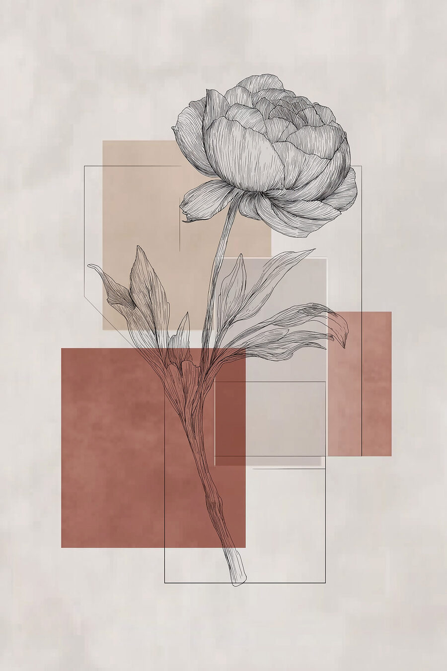 Desenho de peónia — design completo