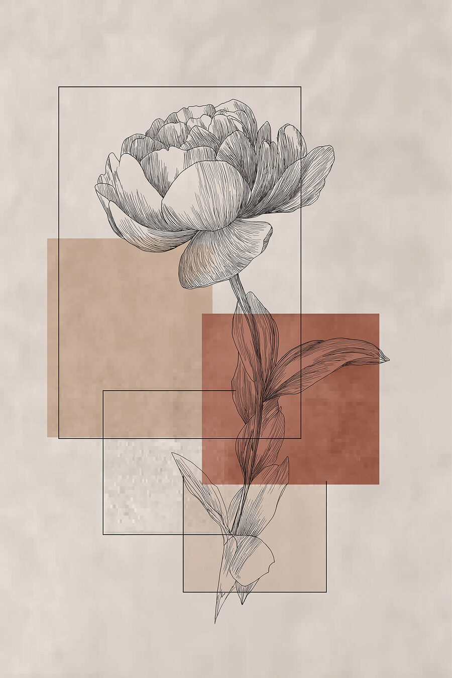 Contorno floral entre retângulos — design completo