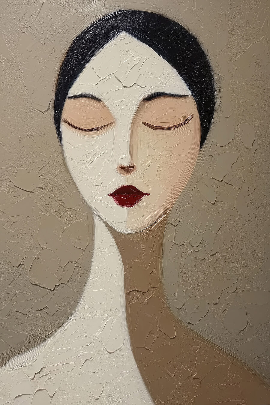 Mulher de olhos fechados — design completo