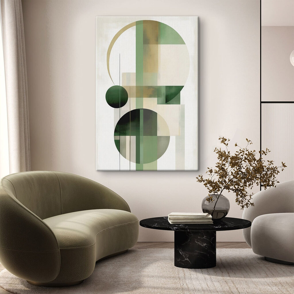Círculos e faixas verdes — interior 2